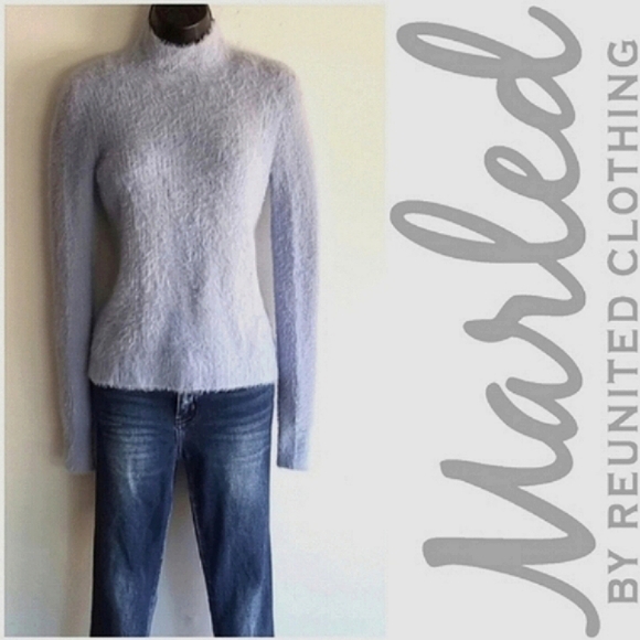 Marled by Reunited Mock-Neck Eyelash Fitted Sweater - Picture 1 of 8